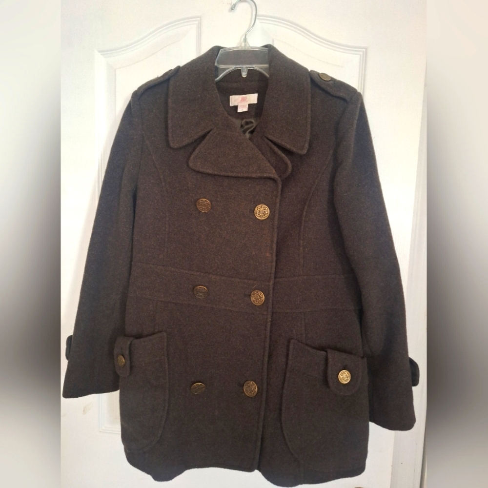 Wool Army Green Pea Coat by J Lo Large